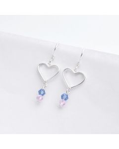 Simple Design Earrings, Love & Hearts Jewelry, 925 Sterling Silver Earrings, Hollow Heart Glass Beads Dangle Drop Earrings