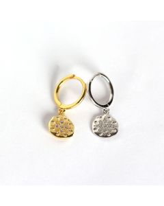925 Sterling Silver Earrings, Simple Design Earrings, Round Star Pattern Zircon Dangle Drop Earrings, Star Jewelry