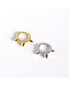 925 Sterling Silver Earrings, Simple Design Earrings, Geometric Rivets Zircon Hoop Earrings, Minimalist Design Earrings