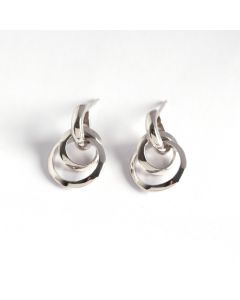 Geometric Jewelry, Geometric Hollow Circle Twine Dangle Drop Earrings, 925 Sterling Silver Earrings, Simple Design Earrings