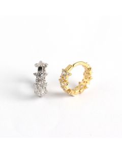 Star Jewelry, Simple Design Earrings, 925 Sterling Silver Earrings, Geometric Star Zircon Hoop Earrings, Minimalist Design Earrings