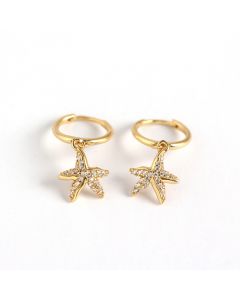925 Sterling Silver Earrings, Starfish Zircon Dangle Drop Earrings, Ocean Jewelry, Simple Design Earrings, Minimalist Design Earrings