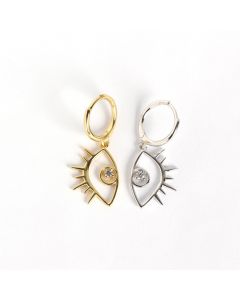 Eye Zircon Dangle Drop Earrings, Evil Eye Jewelry, Simple Design Earrings, Minimalist Design Earrings, 925 Sterling Silver Earrings