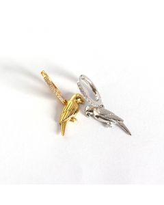 Simple Design Earrings, Parrot Zircon Dangle Drop Earrings, Animals & Insects Jewelry, 925 Sterling Silver Earrings