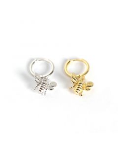 Bee Dangle Drop Earrings, 925 Sterling Silver Earrings, Animals & Insects Jewelry, Minimalist Design Earrings, Simple Design Earrings