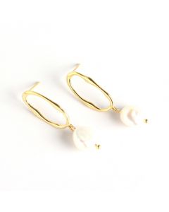 Minimalist Design Earrings, 925 Sterling Silver Earrings, Simple Design Earrings, Light Luxury Style, Golden Pearl Dangle Drop Earrings
