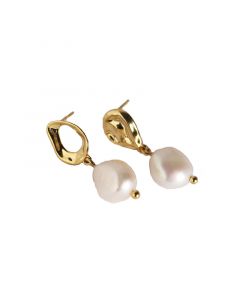 Simple Design Earrings, 925 Sterling Silver Earrings, Asymmetrical Texture Pearl Dangle Drop Earrings, Minimalist Design Earrings