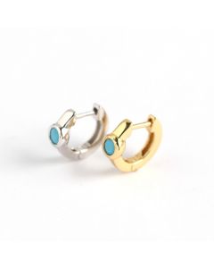 Simple Design Earrings, Minimalist Design Earrings, 925 Sterling Silver Earrings, Geometric Jewelry, Geometric Blue Zircon Hoop Earrings