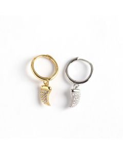 Geometric Wolf Tooth Zircon Dangle Drop Earrings, 925 Sterling Silver Earrings, Simple Design Earrings, Minimalist Design Earrings