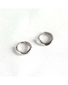 925 Sterling Silver Earrings, Geometric Irregular Texture Hoop Earrings, Geometric Jewelry, Simple Design Earrings