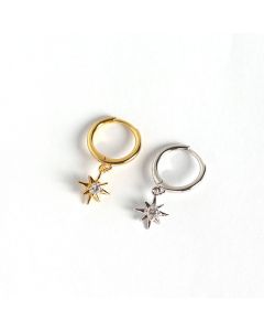 925 Sterling Silver Earrings, Star Jewelry, Minimalist Design Earrings, Anise Star Hoop Earrings, Simple Design Earrings