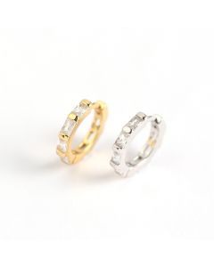 925 Sterling Silver Earrings, Geometric Jewelry, Geometric Irregular Texture Zircon Hoop Earrings, Simple Design Earrings