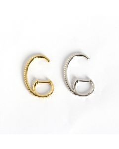 925 Sterling Silver Earrings, Geometric Jewelry, Simple Design Earrings, Irregular Zircon Hoop Earrings, Minimalist Design Earrings