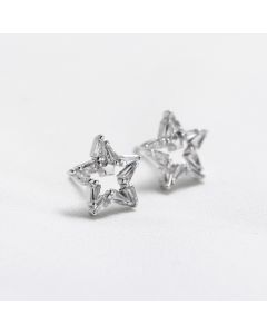 Minimalist Design Earrings, Star Jewelry, Simple Design Earrings, 925 Sterling Silver Earrings, Pentagram Star Hollow Stud Earrings