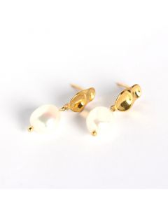 Simple Design Earrings, Gold Irregular Pearl Dangle Drop Earrings, 925 Sterling Silver Earrings, Minimalist Design Earrings