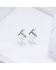 925 Sterling Silver Earrings, Letters, Numbers & Words Jewelry, Letter T Zircon Stud Earrings, Simple Design Earrings