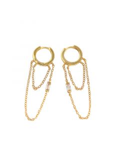 Chain Tassel Zircon Dangle Drop Earrings, Simple Design Earrings, Minimalist Design Earrings, 925 Sterling Silver Earrings