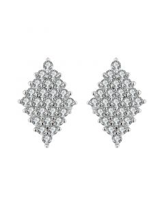 Geometric Jewelry, 925 Sterling Silver Earrings, Simple Design Earrings, Geometric Rhombus Zircon Stud Earrings