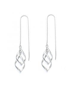 Tassel Geometric Rhombus Threaders Earrings, Geometric Jewelry, 925 Sterling Silver Earrings, Simple Design Earrings