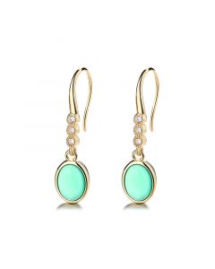 925 Sterling Silver Earrings, Minimalist Design Earrings, Simple Design Earrings, Zircon Green Agate Dangle Drop Earrings