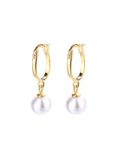Light Luxury Style, 925 Sterling Silver Earrings, Simple Design Earrings, Minimalist Design Earrings, Circle Pearl Dangle Drop Earrings