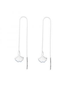 925 Sterling Silver Earrings, Minimalist Design Earrings, Ginkgo Biloba Tassel Threaders Earrings, Leaf Jewelry, Simple Design Earrings