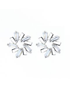 Flower Zircon Stud Earrings, Simple Design Earrings, 925 Sterling Silver Earrings, Flowers & Plants Jewelry, Minimalist Design Earrings