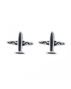 Travel & Places Jewelry, Simple Design Earrings, Aircraft Black Dripping Oil Stud Earrings, 925 Sterling Silver Earrings