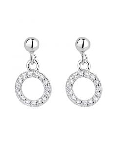 Circle Zircon Dangle Drop Earrings, Minimalist Design Earrings, Geometric Jewelry, Simple Design Earrings, 925 Sterling Silver Earrings