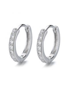 Geometric Jewelry, 925 Sterling Silver Earrings, Simple Design Earrings, Circle Zircon Hoop Earrings, Minimalist Design Earrings