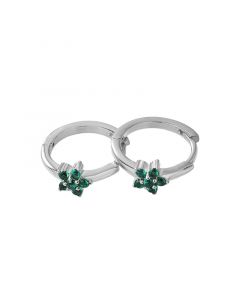 925 Sterling Silver Earrings, Flowers & Plants Jewelry, Simple Design Earrings, Flower Green Zircon Hoop Earrings