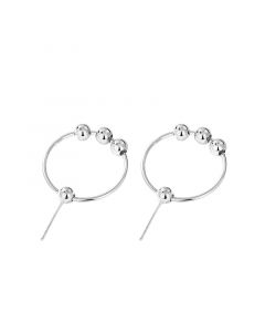 Minimalist Design Earrings, 925 Sterling Silver Earrings, Bead Hoop Earrings, Geometric Jewelry, Simple Design Earrings