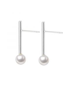 Simple Design Earrings, 925 Sterling Silver Earrings, Minimalist Design Earrings, Line Pearl Stud Earrings, Light Luxury Style