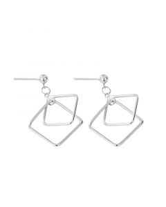 Geometric Jewelry, 925 Sterling Silver Earrings, Double Rhombus Dangle Drop Earrings, Simple Design Earrings, Minimalist Design Earrings