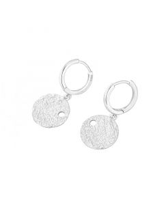 Round Irregular Texture Dangle Drop Earrings, Geometric Jewelry, Simple Design Earrings, 925 Sterling Silver Earrings
