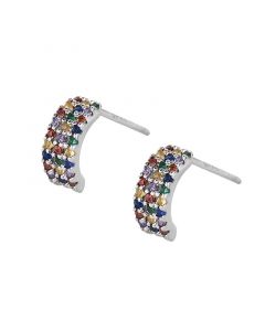 Geometric Jewelry, Simple Design Earrings, 925 Sterling Silver Earrings, Geometric Colorful Zircon Stud Earrings
