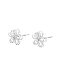 Double Layer Hollow Flowers Stud Earrings, Flowers & Plants Jewelry, Simple Design Earrings, 925 Sterling Silver Earrings