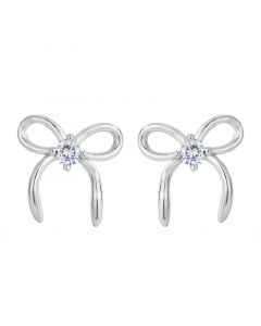 Knot Jewelry, Simple Design Earrings, 925 Sterling Silver Earrings, Minimalist Design Earrings, Bow-knot Zircon Stud Earrings