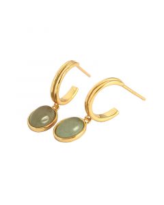 925 Sterling Silver Earrings, Green Gem Dangle Drop Earrings, Light Luxury Style, Minimalist Design Earrings, Simple Design Earrings
