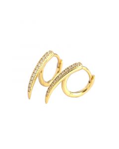 Zircon Rivets Hoop Earrings, Geometric Jewelry, Minimalist Design Earrings, Simple Design Earrings, 925 Sterling Silver Earrings