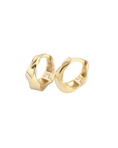 925 Sterling Silver Earrings, Geometric Jewelry, Simple Design Earrings, Glossy Irregular Texture Hoop Earrings