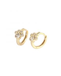 Animals & Insects Jewelry, Cat Paw Print Zircon Hoop Earrings, 925 Sterling Silver Earrings, Simple Design Earrings