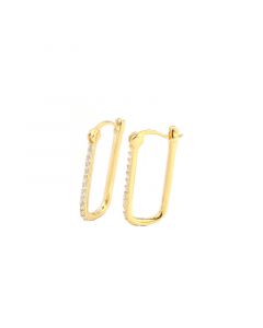 Simple Design Earrings, 925 Sterling Silver Earrings, Geometric Rectangle Zircon Hoop Earrings, Geometric Jewelry