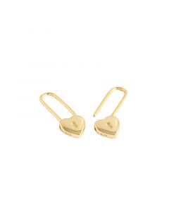 925 Sterling Silver Earrings, Keys & Locks Jewelry, Simple Design Earrings, Love Hearts Jewelry, Heart Lock Dangle Drop Earrings