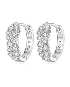Simple Design Earrings, 925 Sterling Silver Earrings, Minimalist Design Earrings, Shiny Zircon Ear Buckles Hoop Earrings