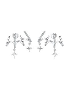 Star Jewelry, 925 Sterling Silver Earrings, Needle Multi-layer Zircon Star Stud Earrings, Simple Design Earrings