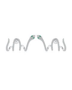 Pave Zircon Snake Multi-layer Stud Earrings, Animals & Insects Jewelry, 925 Sterling Silver Earrings, Simple Design Earrings