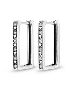 Classic U Shape Pave Clear Zircon Hoop Earrings, Geometric Jewelry, Love & Hearts Jewelry, 925 Sterling Silver Earrings