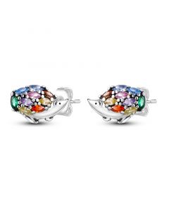 Simple Design Earrings, 925 Sterling Silver Earrings, Rainbow Hedgehog Stud Earrings, Animals & Insects Jewelry