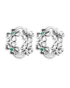Four-leaf Clover Hoop Earrings, Lucky Clover Hoop Earrings, Flowers & Plants Jewelry, Light Luxury Style Earrings